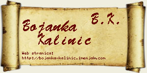 Bojanka Kalinić vizit kartica